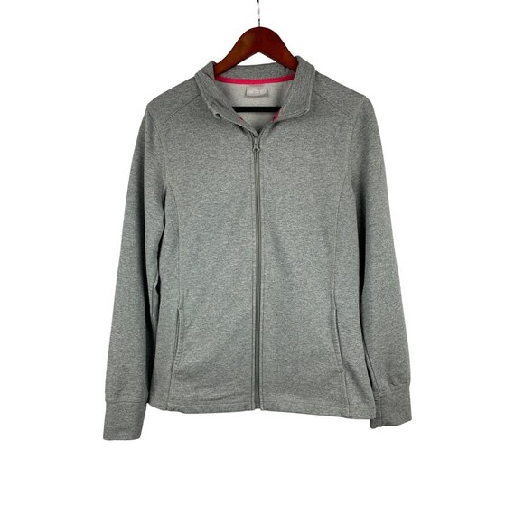 Danskin Now Gray Full-Zip Jacket L/G 12-14 Cotton Blend Womens Activewear - Picture 1 of 6
